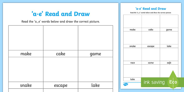 Editable Magic E With A E Read And Draw Worksheet