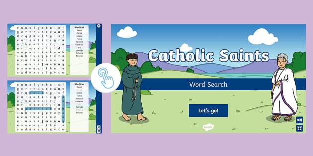 Catholic Saint Interactive Word Search (teacher made)