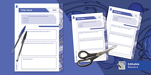 KS3 Physics Editable Topic Title Page Template - Twinkl