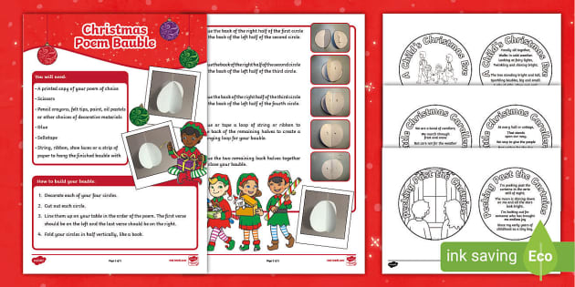 Christmas Poem Bauble Teacher Made Twinkl