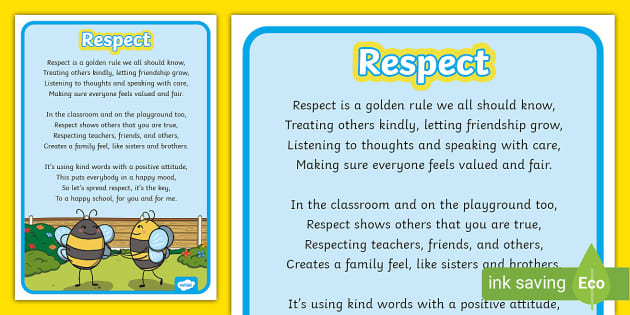 Respect Poem Display Poster (teacher made) - Twinkl