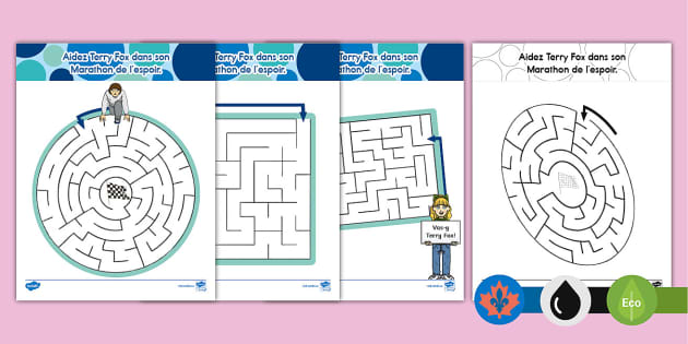 Primary Terry Fox Mazes French (teacher made) - Twinkl