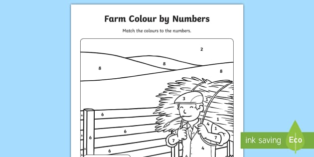 Farm Colour by Number (Teacher-Made) - Twinkl