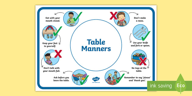 good table manners chart