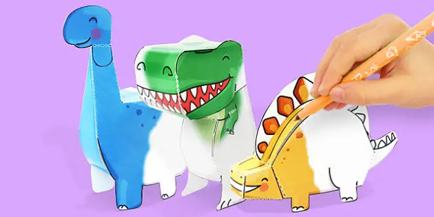 3D Dinosaur Paper Model Activity Pack (teacher made)