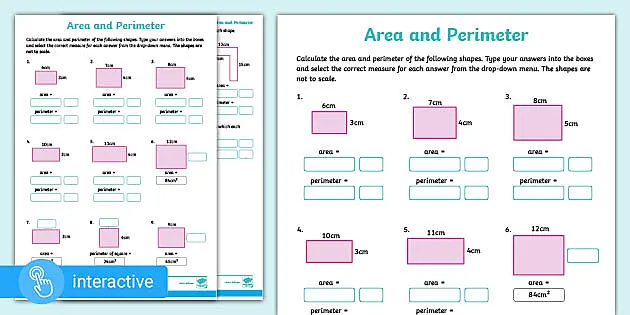 Year 6 Interactive Area And Perimeter Worksheets Pdf