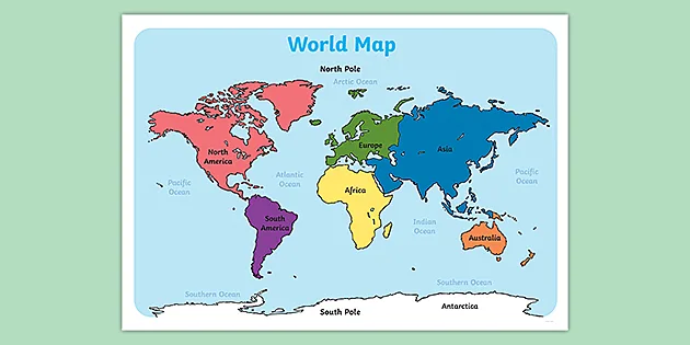 labelled printable world map world geography map