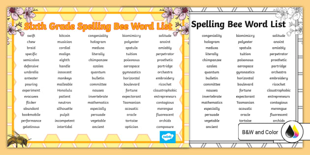Sixth Grade Spelling Bee Word List teacher Made Twinkl