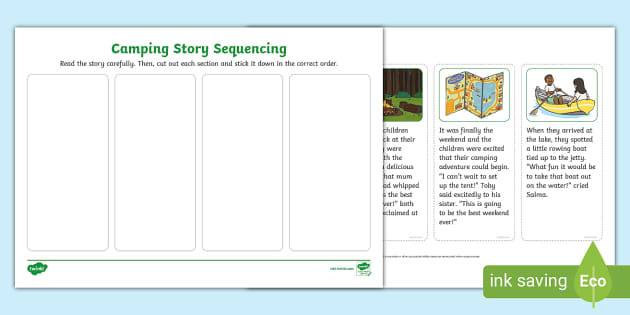 Camping Story Sequencing Strips (teacher made) - Twinkl