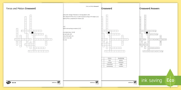 KS3 Forces and Motion Crossword