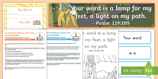 Psalm 119105 Memory Verse Teaching Pack Twinkl