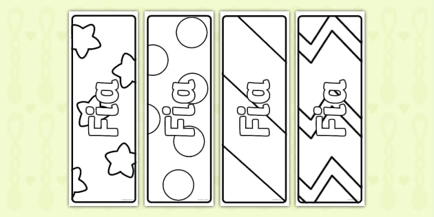 FREE! - Fia Name Simple Colouring Bookmarks (teacher made)