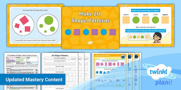 👉 Y1 Make 2D Shape Patterns Planit Maths Lesson 4