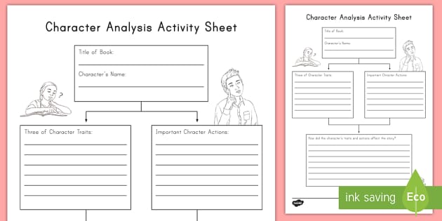 character analysis worksheet high school