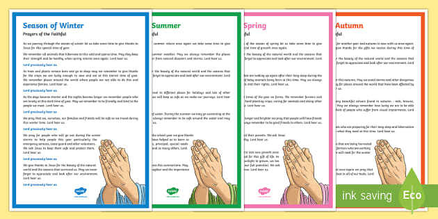 The Four Seasons Prayers of the Faithful Print-Out - Twinkl