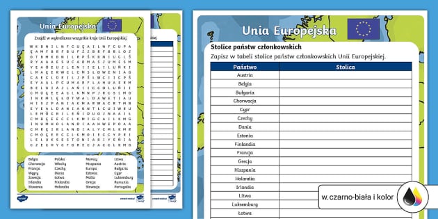 Stolice I Panstwa Europy Quiz - Unia Europejska | Państwa i stolice | Wykreślanka - Twinkl