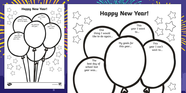 FREE! - Happy New Year Worksheet (teacher made) - Twinkl
