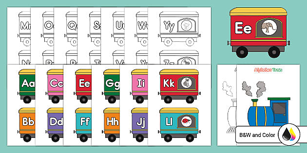 Alphabet Train Cutouts (teacher made) - Twinkl