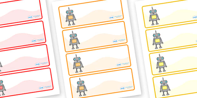 Editable Drawer - Peg - Name Labels (Robots) - Classroom Label
