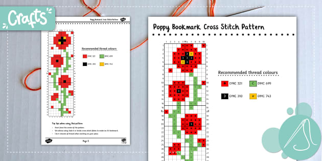 Poppy Cross Stitch Pattern | Remembrance Crafts | Twinkl