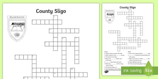 County Sligo Crossword ROI Topics (teacher made) Twinkl
