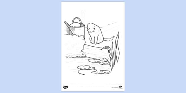 FREE! - Cat and Fish Pond Colouring