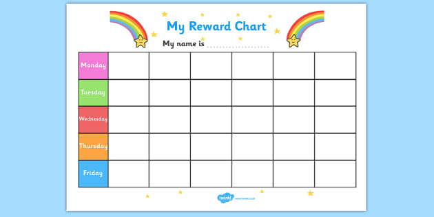 FREE! My Reward Chart (Rainbows) my reward chart