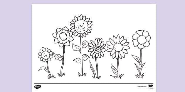Spring Flowers Colouring Page