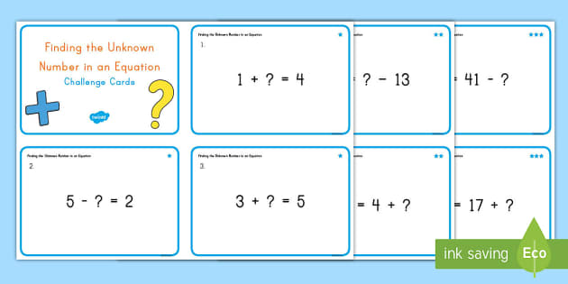 finding-the-unknown-number-in-single-digit-equations-challenge-cards