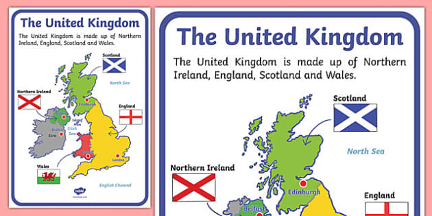 The United Kingdom Display Poster Geography Countries - 