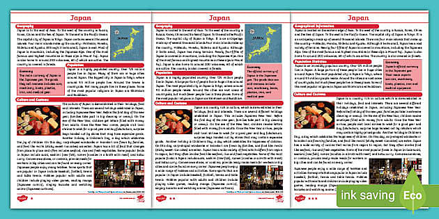 Japan - Country Profile, Key Facts and Original Articles