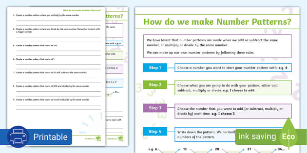 How Do We Make Number Patterns Activity Sheet (teacher made)