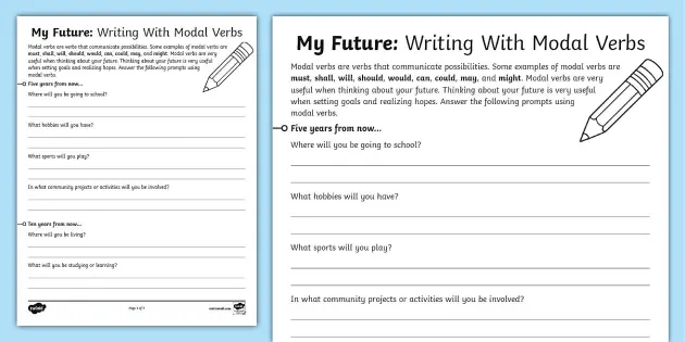 Writing With Modal Verbs Activity ELA Grammar