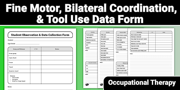 Fine Motor, Bilateral Coordination, and Tool Use Data Form