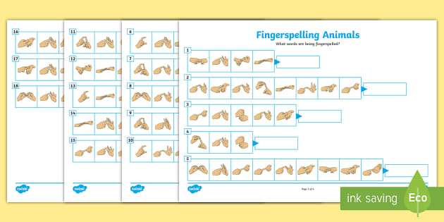 Fingerspelling Animals Comprehension Worksheet