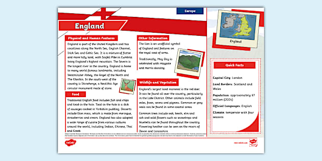 KS2 England Fact File (teacher made) - Twinkl