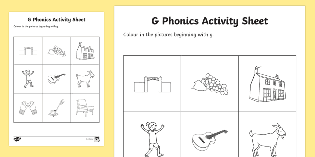 letter g words phonics worksheet literacy resources