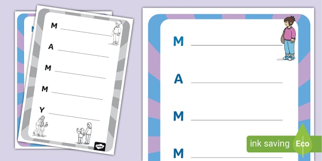 Mammy Acrostic Poem Template (teacher made) - Twinkl