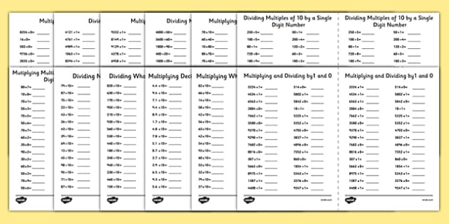 Multiplying And Dividing By 0 1 And 10 Worksheet Worksheet Pack