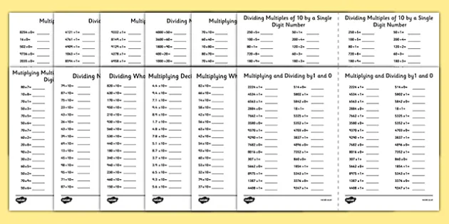 Multiplying And Dividing By 0 1 And 10 Worksheet Worksheet Pack