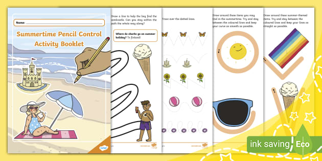 Summertime Pencil Control Activity Booklet (teacher made)