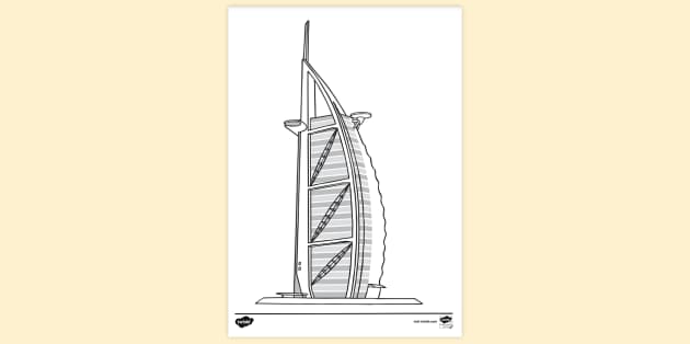 How to draw Hotel Burj Al Arab, Dubai - YouTube