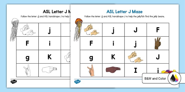 ASL Letter J Maze Activity (teacher made) - Twinkl