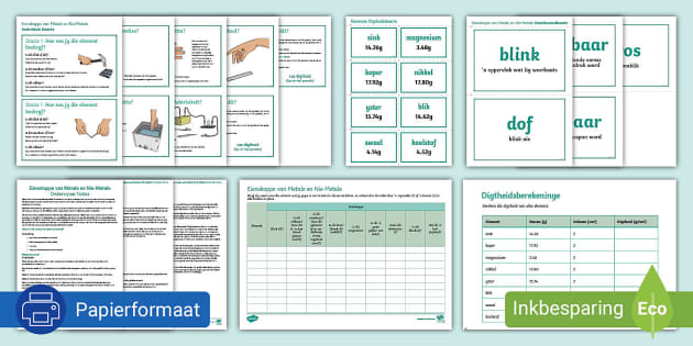 Ondersoek Eienskappe Van Metale En Nie Metale Pakket