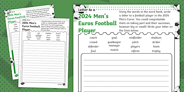 Ks1 2024 Men's Euros Letter Writing Template (teacher Made)