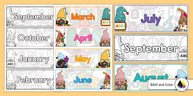 School Gnomes Months of the Year Labels (Teacher-Made)