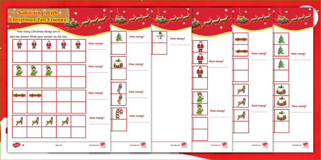 Subitising With Christmas 10 Frames (teacher made) - Twinkl