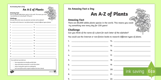 An A To Z Of Plants Worksheet Worksheet Teacher Made