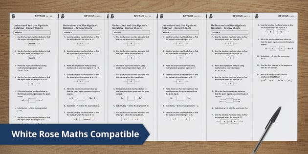 FREE! - 👉 Understand And Use Algebraic Notation – Review Sheets