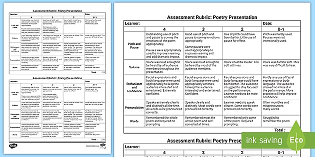 Poetry Presentation Assessment (teacher made) - Twinkl